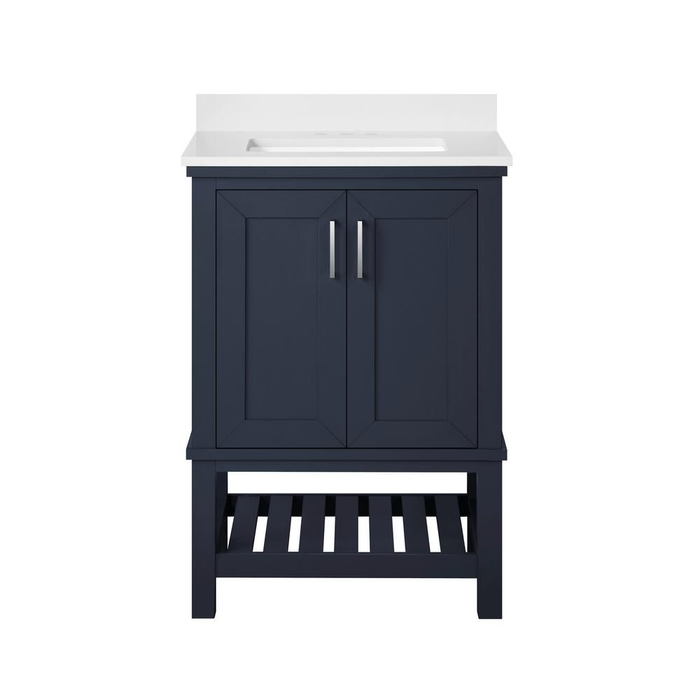 Home Decorators Collection Tupelo 24 in. W x 19 in. D Bath Vanity in Midnight Blue with Cultured ... | The Home Depot