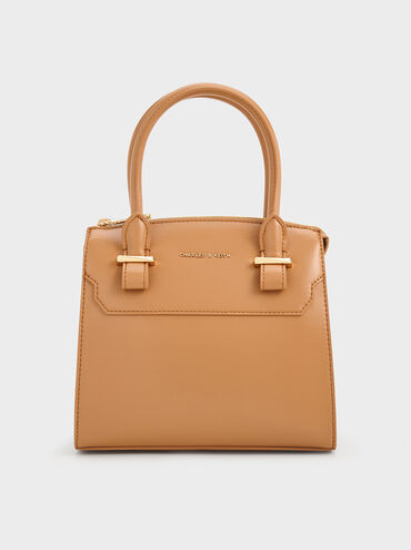 Toffee Temmie Structured Tote Bag | CHARLES & KEITH | Charles & Keith US