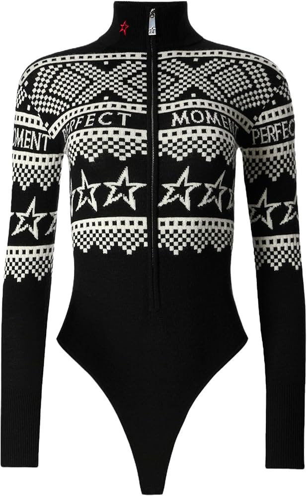 Amazon.com: Perfect Moment, Intarsia-Knit Merino Wool Bodysuit, XS, Black/White : Amazon Luxury | Amazon (US)