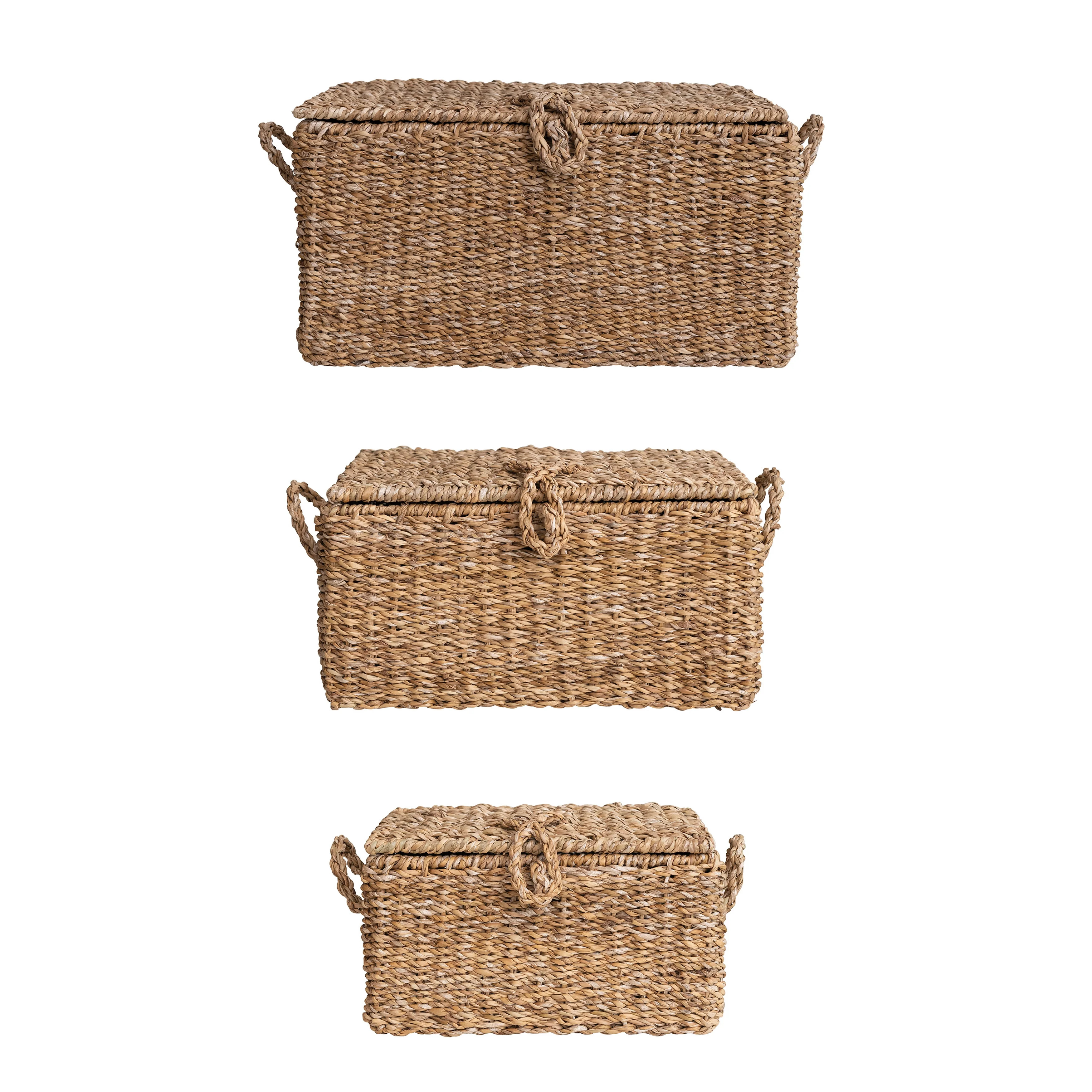 Creative Co-Op Handwoven Seagrass Storage Trunks, Natural, Set of 3 Sizes | Walmart (US)