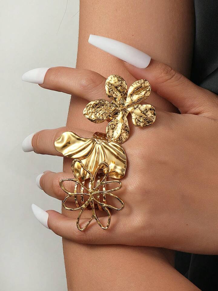 3pcs/Set Retro Light Luxury Floral Design Uncommon Ring, Suitable For Women's Style | SHEIN