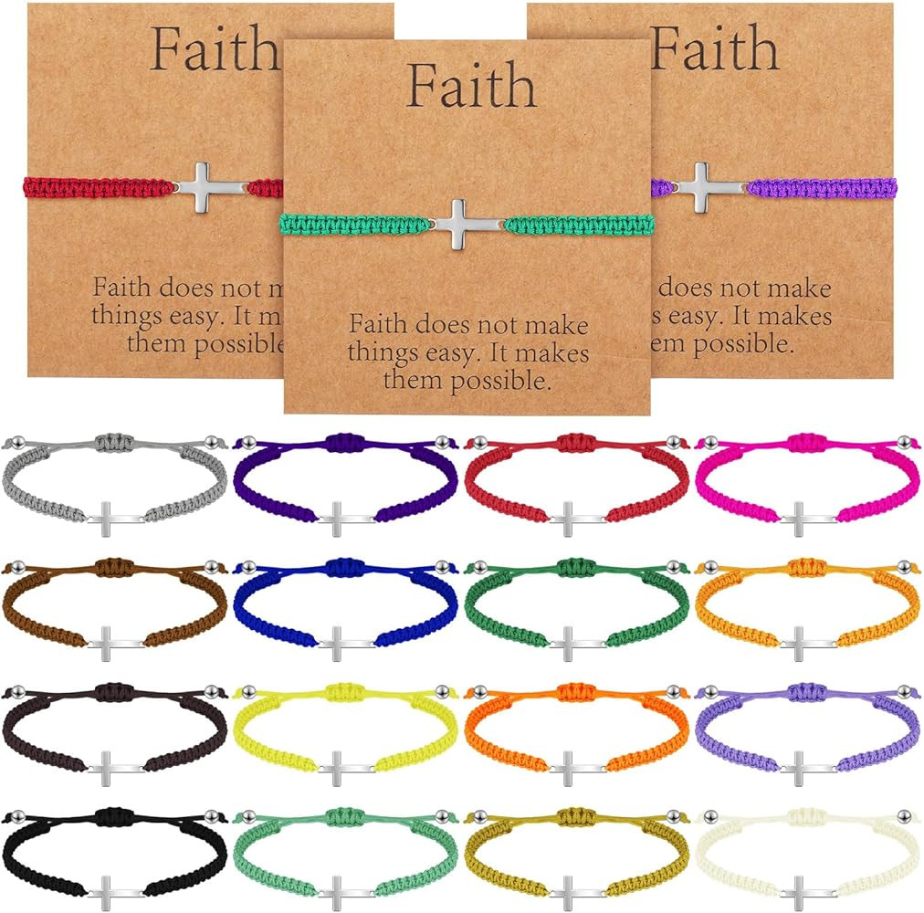 Tondiamo 16 Set Friendship Cross Bracelet Bulk Jesus Christian Adjustable Handmade Braided Bracel... | Amazon (US)