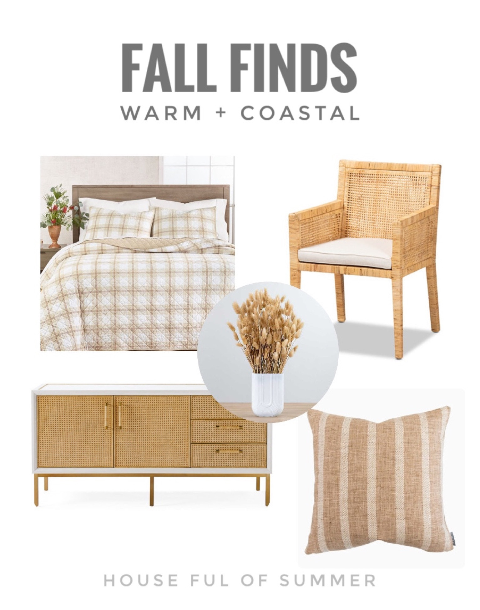 Warm coastal fall decor
Bedroom inspo
Beige neutrals 
Brown accents
Plaid bedding 
Cane console dresser 

#LTKSeasonal #LTKsalealert #LTKhome