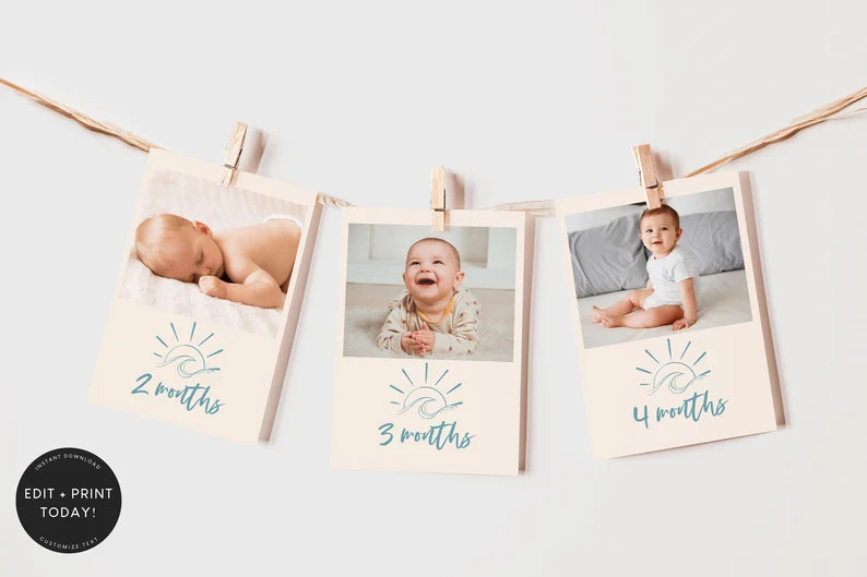 First Birthday Photo Banner Template, the Big One, Surf, Beach, 12 Month, Photo Banner, First Bir... | Etsy (US)