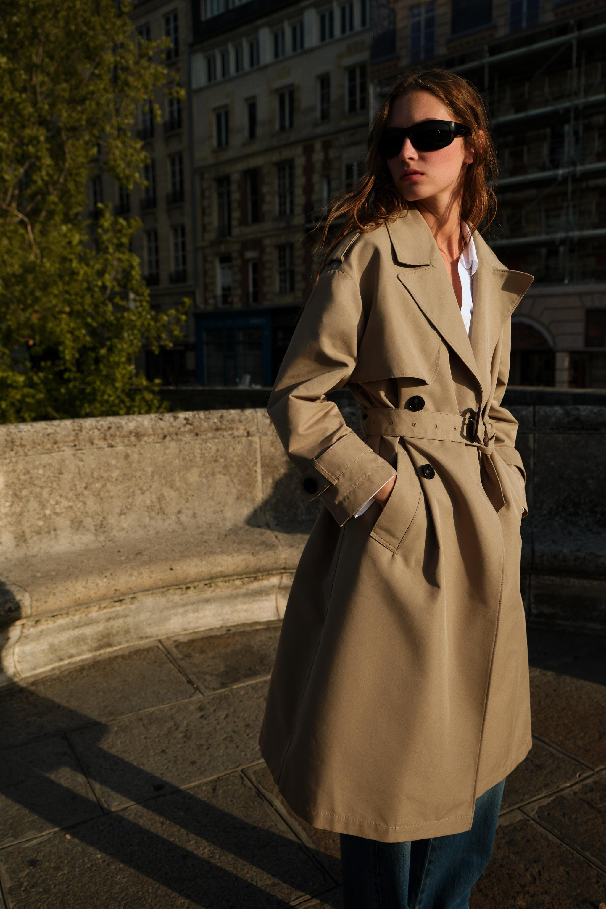 LONG DOUBLE-BREASTED TRENCH COAT WITH BELT | Zara UK