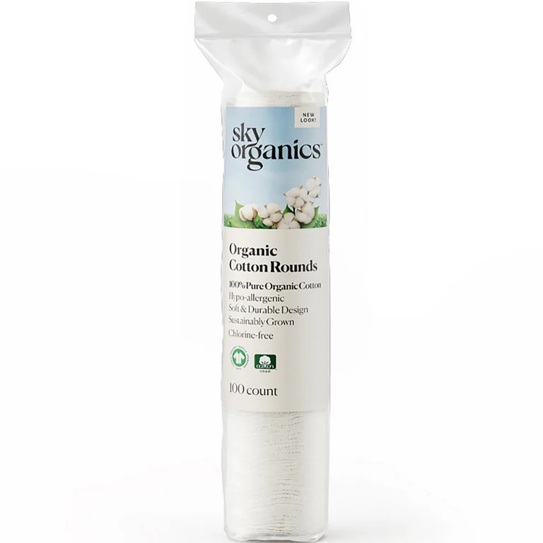 Sky Organics Pure and Organic Cotton Rounds for Sensitive Skin, 100 Count | Walmart (US)