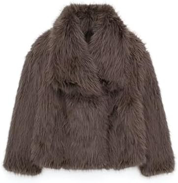 Women's Lapel Faux Fur Jackets Winter Warm Long Sleeve Coats Open Front Fluffy Outerwear | Amazon (US)