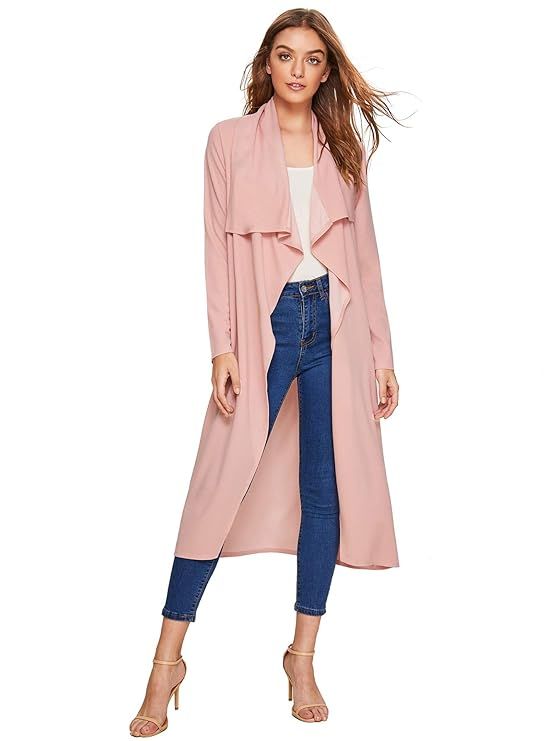 Verdusa Women's Casual Long Sleeve Lapel Outwear Duster Coat Cardigan | Amazon (US)