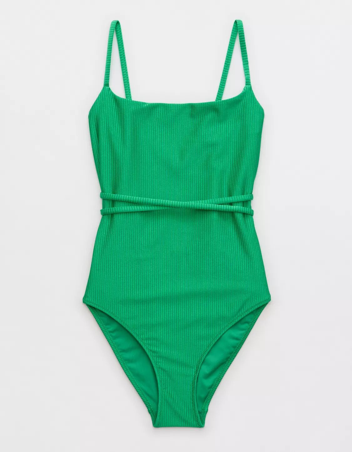 Aerie Shine Rib Strappy Scoop Full Coverage One Piece Swimsuit | Aerie