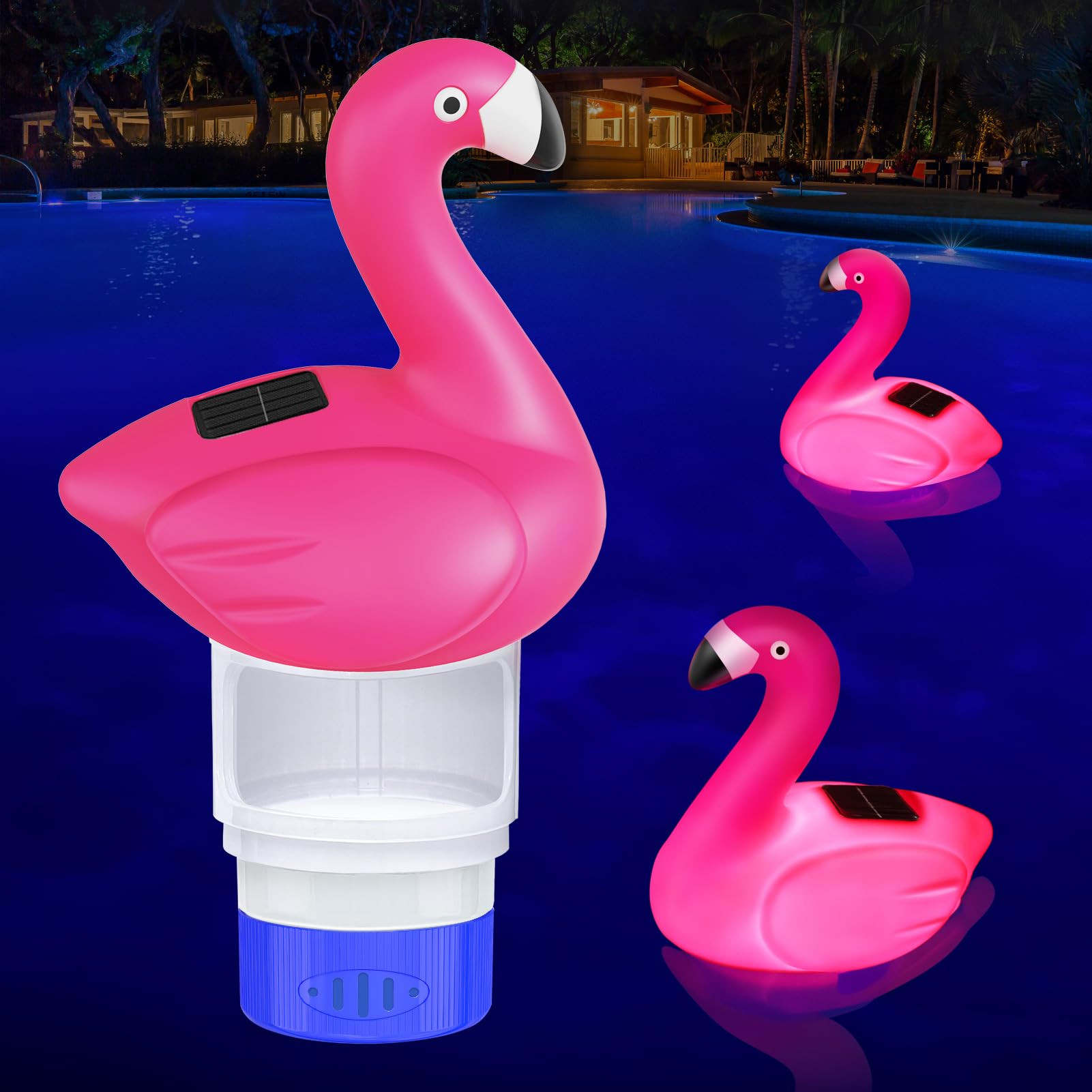 Covfirst Pool Chlorine Floater, 9 in Flamingo Chlorine Floater w/Light, Solar Chlorine Floater w/... | Amazon (CA)