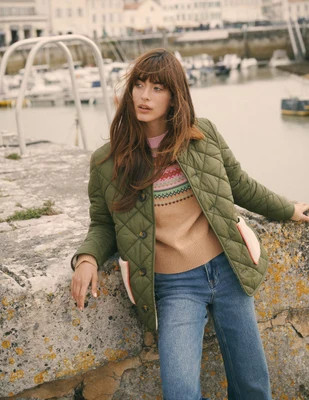 Boden Women's Reversible Borg Mix Coat in Green | Size 4 | Boden (US)