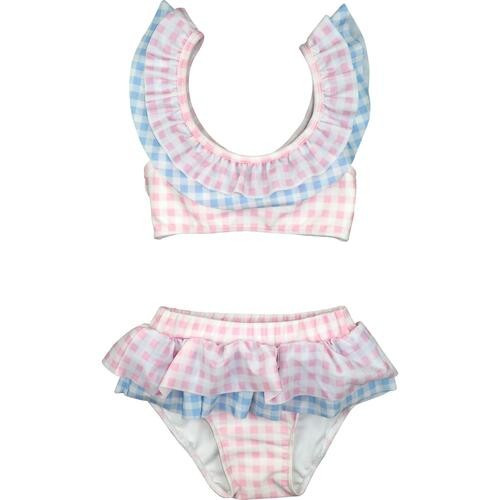 Pink And Blue Check Lycra Bikini | Cecil and Lou