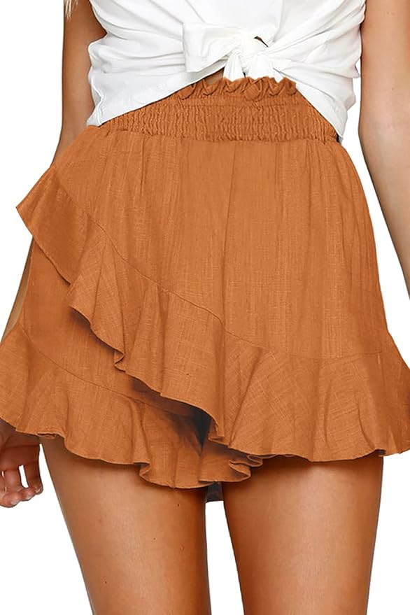 FRTROIN Skorts Skirts for Women Skater Mini Wrap Skirt Beach Flowy Linen Cotton High Waisted Shor... | Amazon (US)