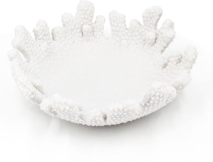 White Coral Textured Decorative Bowl,9.45" Medium Resin Decorative Centerpiece Bowl for Coastal B... | Amazon (US)