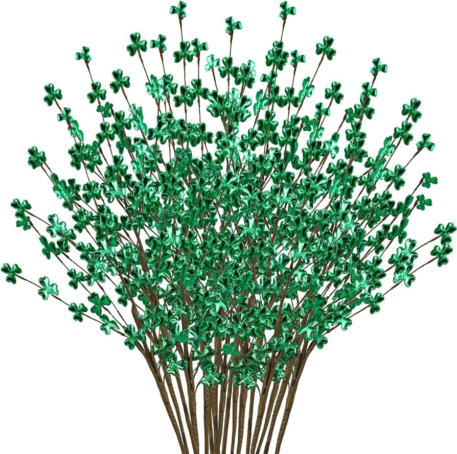 16 Pcs St Patricks Day Decorations, 28" Artificial Shamrock Picks Clover Floral Stems for Vase St... | Amazon (US)