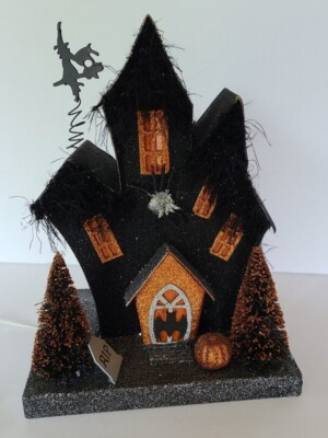 Spooky Halloween Haunted House Figure with Witch (VIDEO LINK: Lights & Sounds)  | eBay | eBay US