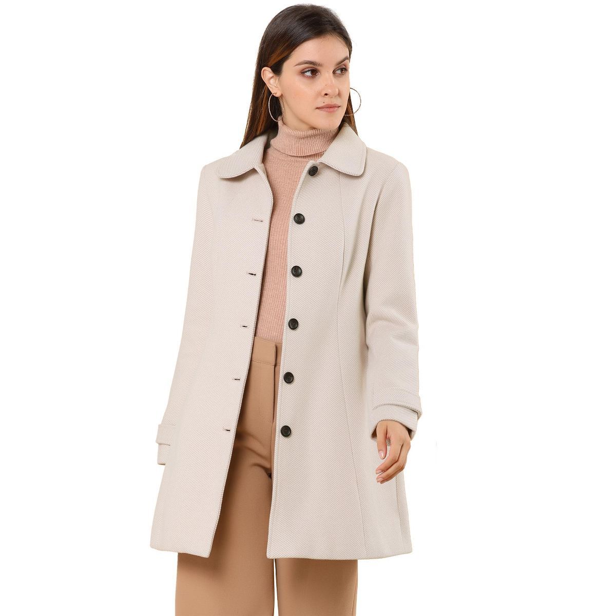 Allegra K Women's Peter Pan Collar Single Breasted Overcoat Winter Long Coat | Target