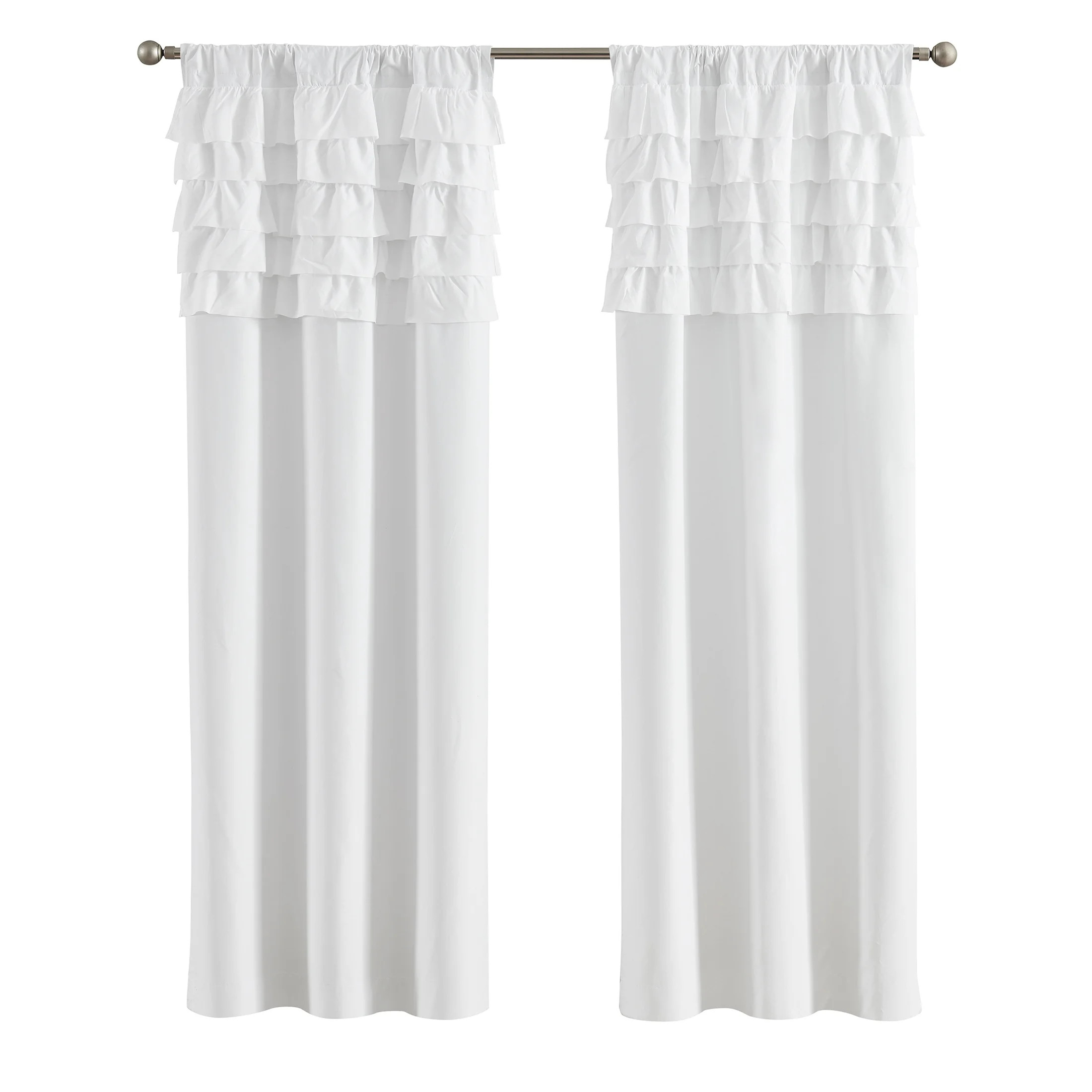 Your Zone Reversible Ruffle Blackout Curtain Panel, 1 Panel, White, 37" W x 84" L | Walmart (US)
