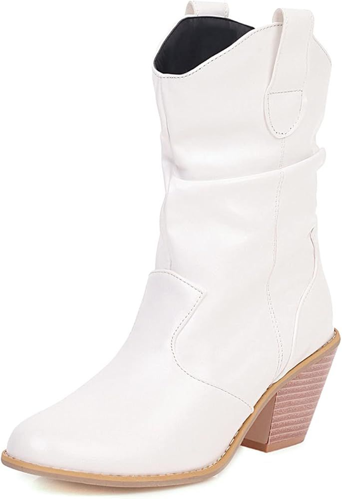 Erocalli White Cowgirl Boots Cowboy Boots for Women Western Boots with Pull-Up Tabs | Amazon (US)