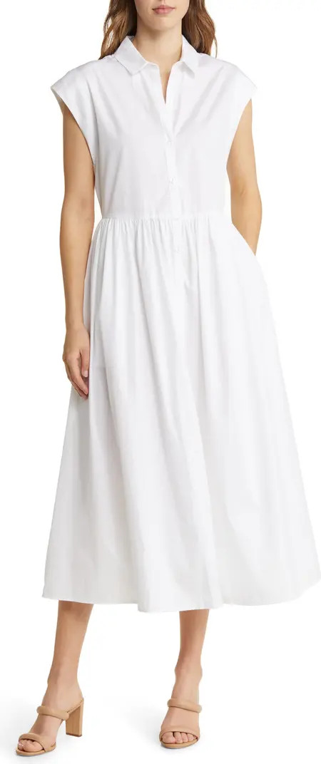 Stripe Drop Waist Button Front Cotton Dress | Nordstrom
