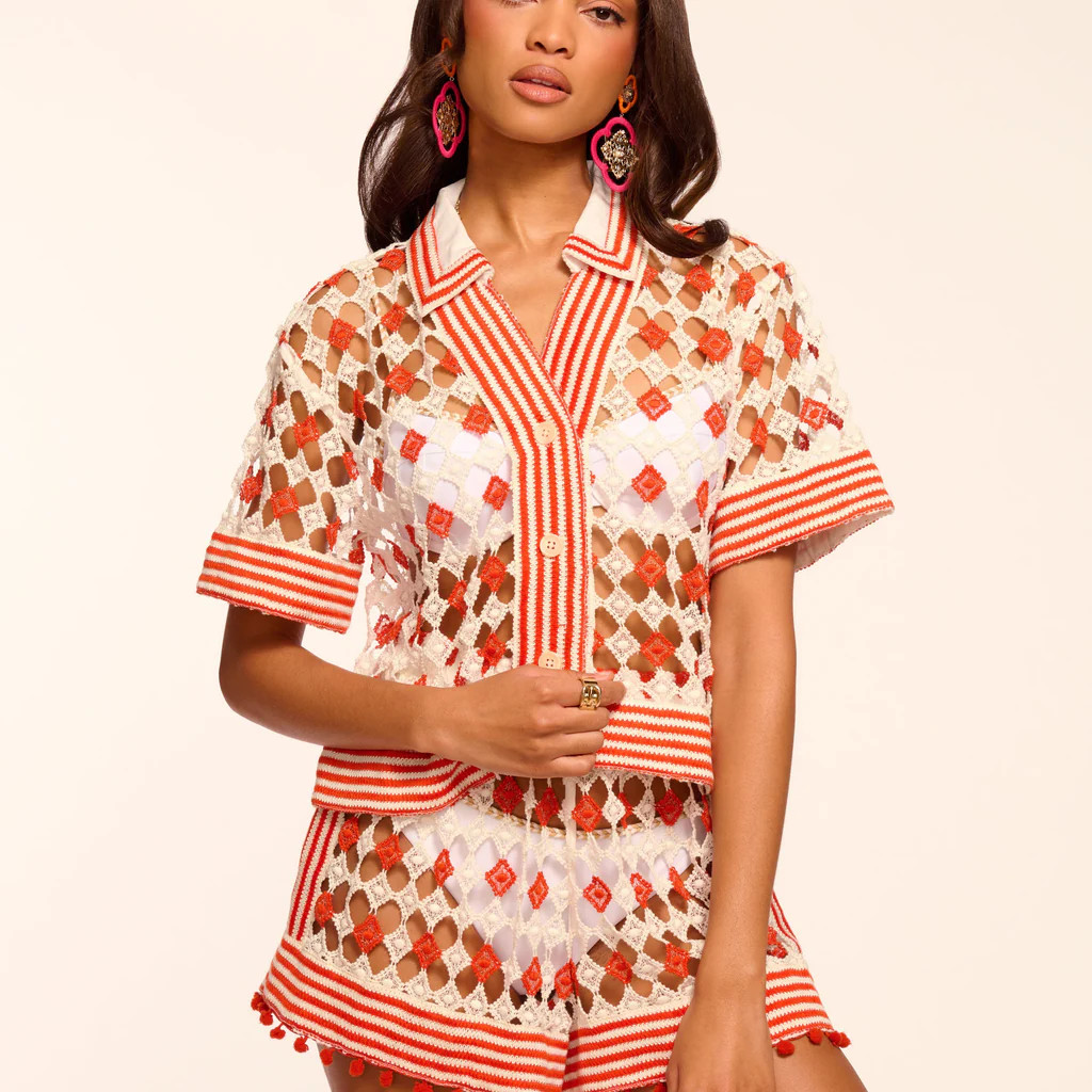 Betty Crochet Button Down Coverup Top | Ramy Brook