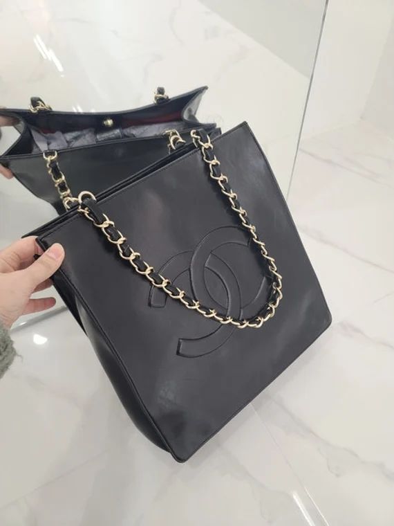 Luxury Designer Brand Inspired CC Logo New Leather Shopper Bag | Etsy | Etsy (US)