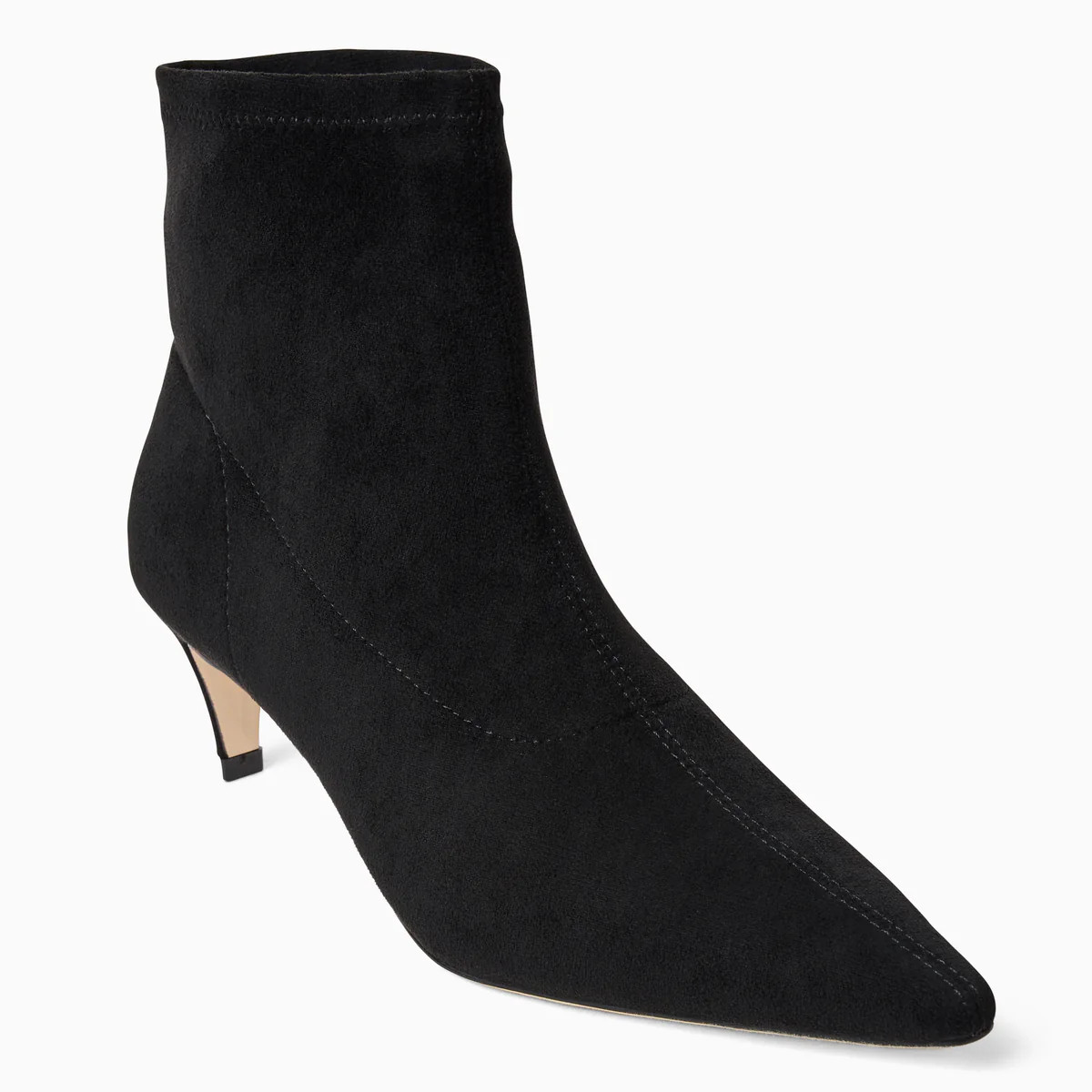 Jack Rogers Charleston Kitten Heel Bootie – Black Stretch Microsuede | Jack Rogers