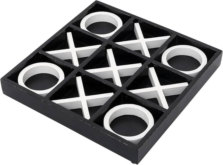 FUIN Wood Tic Tac Toe Decorative Board Game Set for Coffee Table Decor, 12" x 12", Black and Whit... | Amazon (US)