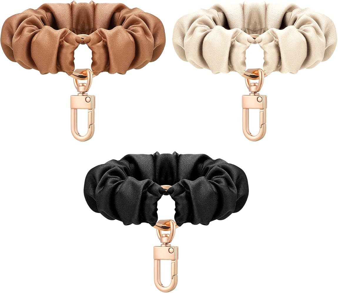 Jadive 3 Pcs Scrunchie Keychain Wristlet Bracelet Keychain Stretchy Key Ring Wrist Key Chain Hair... | Amazon (US)