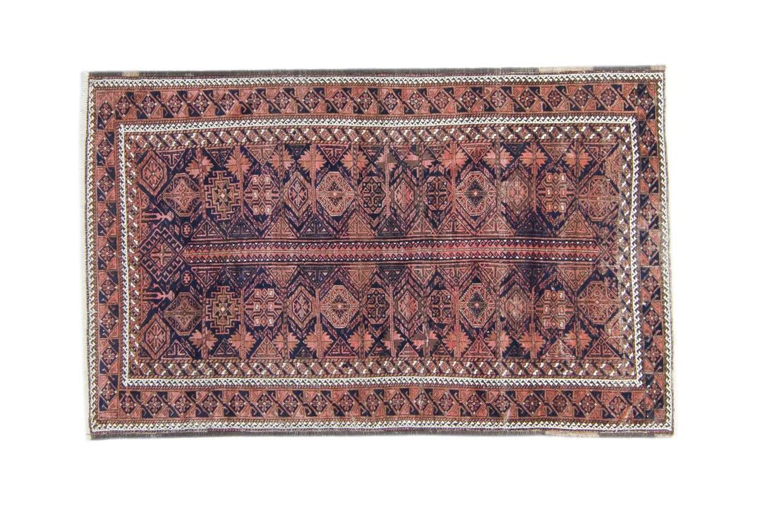 Antique 3’6” x 5’7” Rug Small Geometric Wool Rug 1910s - FREE DOMESTIC SHIPPING | Etsy (US)