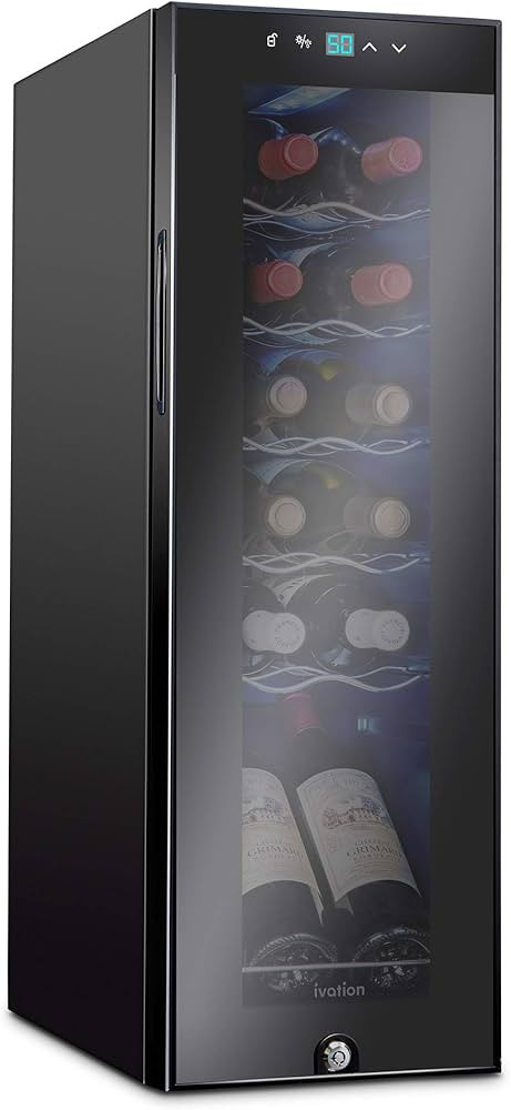 Ivation 12 Bottle Compressor Wine Cooler Refrigerator w/Lock | Large Freestanding Wine Cellar For... | Amazon (US)