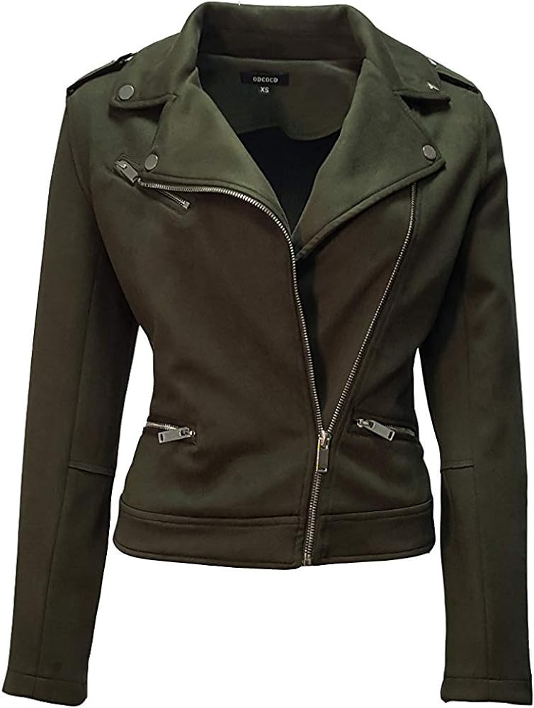 ODCOCD Faux Suede Jacket for Women Long Sleeve Zipper Up Casual Outwear | Amazon (US)