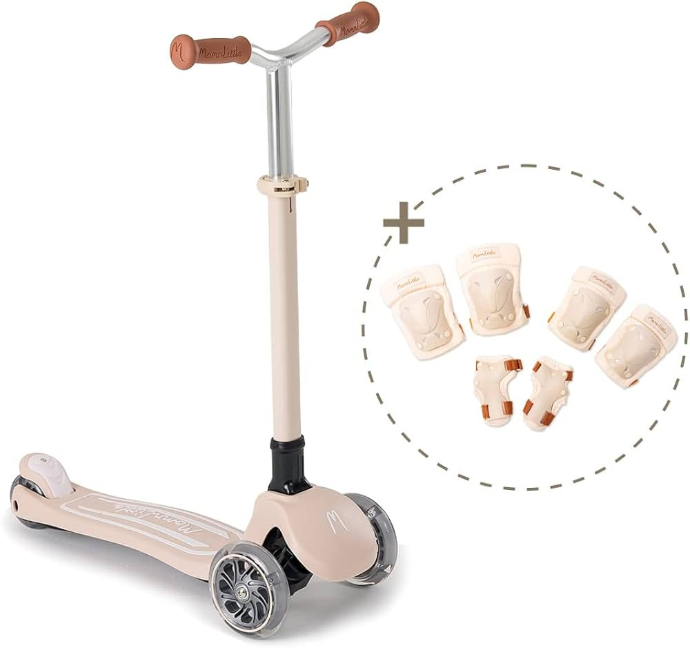 MomnLittle Kids Scooter(Beige) and Knee Pads Set Bundle | Amazon (US)