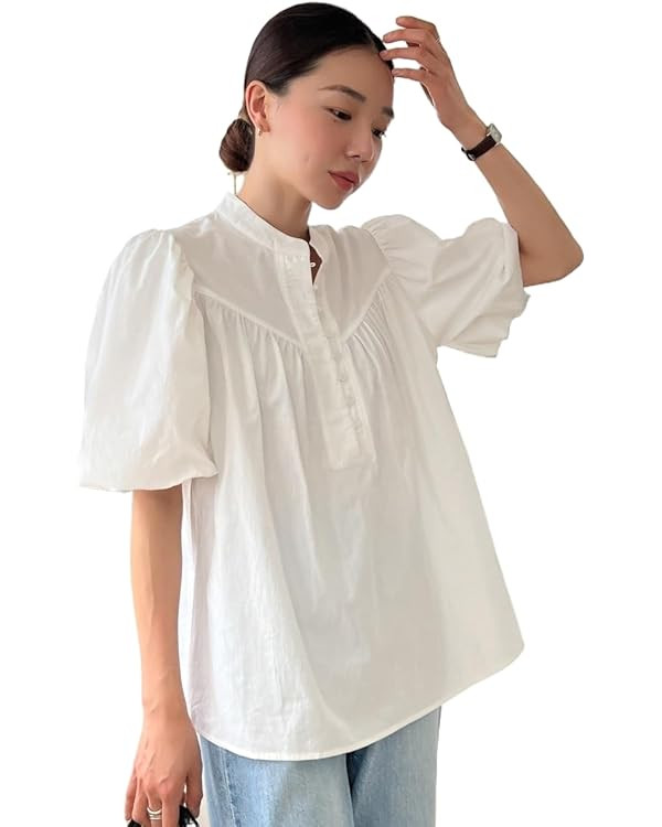 GUYOS Dress Shirts for Women Mock Neck Puff Sleeve Blouse Shirts and Tops | Amazon (US)