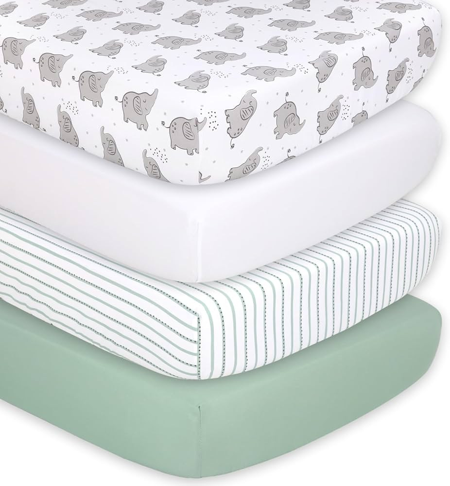 The Peanutshell 4-Pack Fitted Crib Sheet Set - Super Soft & Breathable Baby Girl or Boy Crib Shee... | Amazon (US)