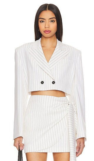 Pinstriped Blazer in White | Revolve Clothing (Global)