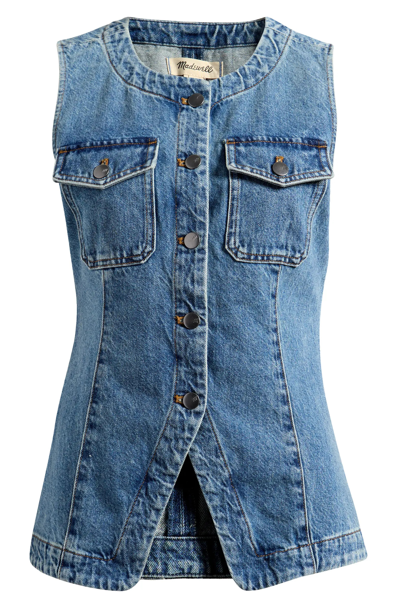Madewell Denim High Crewneck Vest | Nordstrom | Nordstrom