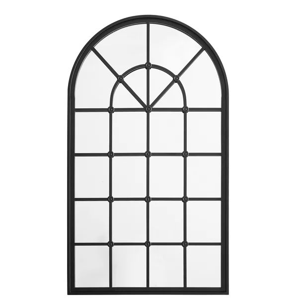 Black Frame Arched Windowpane Accent Mirror by Manor Park - Walmart.com | Walmart (US)