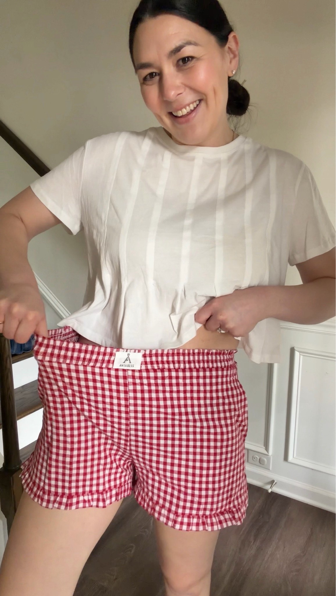 Cutie postpartum & early pregnancy friendly outfit of the day! 

Love the ruffle detail on the shorts! And they have pockets! The elastic waistband is super stretchy and comfy! Run TTS. 

My top runs TTS as well and has a cute slight peplum look!

#LTKmomlife #LTKootd #LTKMidsize