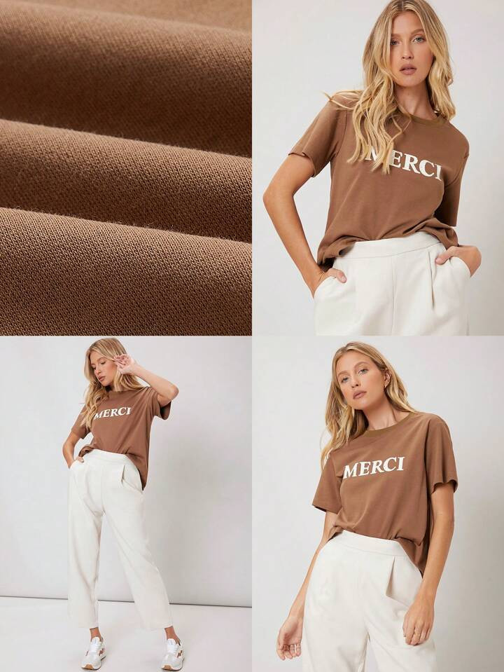 MOTF PREMIUM Camiseta Direto Impresso | SHEIN