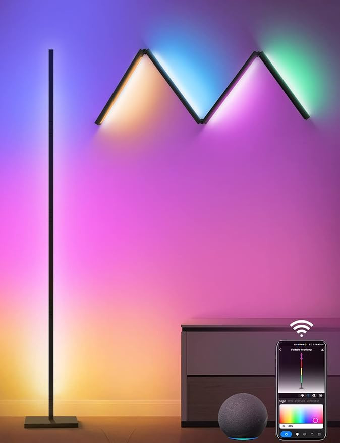 Lamomo RGB+IC Floor Lamp, Modern Foldable LED Corner Lamp Works with Alexa, 16 Million DIY Colors... | Amazon (US)