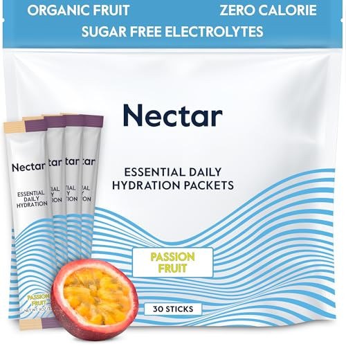 Nectar Hydration Packets - Electrolytes Powder Packets - Sugar Free & 0 Calorie - Organic Fruit Liquid Daily IV Hydrate for Dehydration Relief & Rapid Rehydration (Passion Fruit 30 Pack) | Amazon (US)
