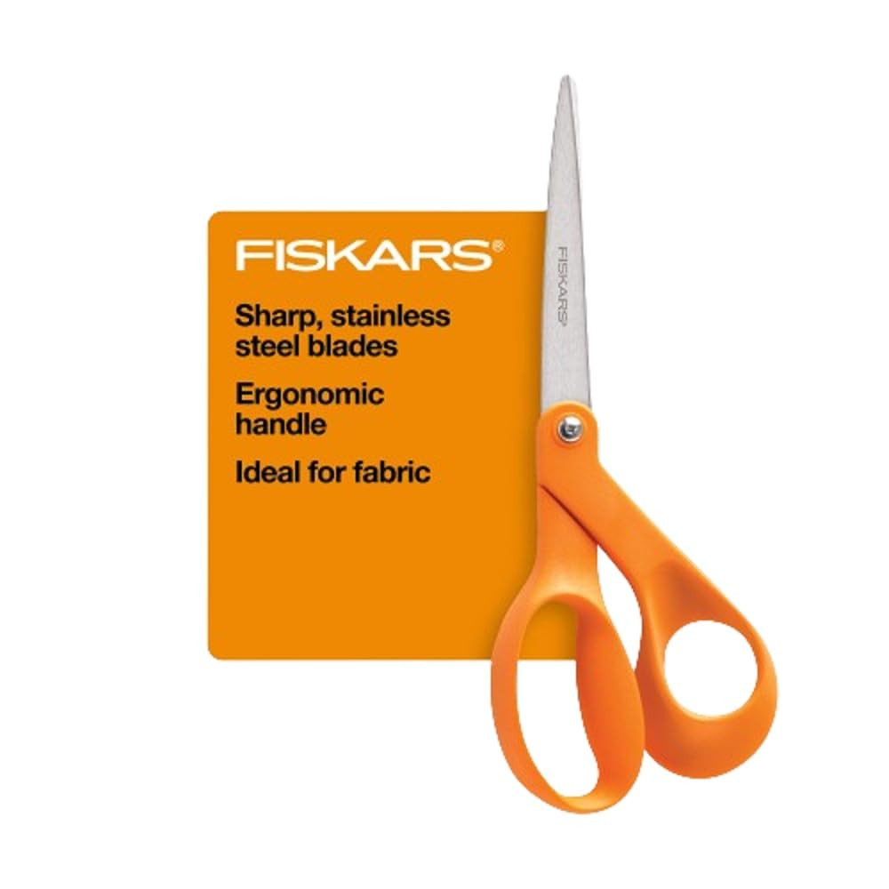 Fiskars 8" Original Orange-Handled Stainless Steel Scissors, Ergonomic and Keeps Material Flat, S... | Amazon (US)