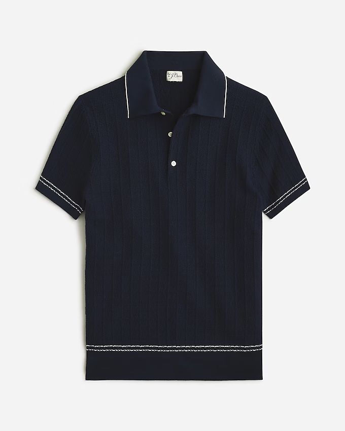 Texture-stitch cotton-tipped sweater-polo | J.Crew US