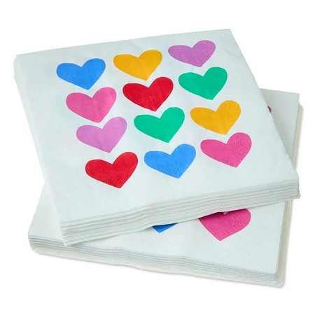 Hearts Disposable Lunch Napkins, Multicolor, 6.5" x 6.5", 24 Count, Valentine's Day by Way To Celebrate | Walmart (US)