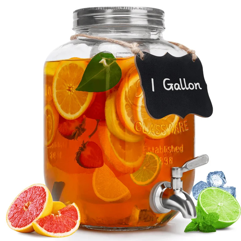 Glass Drink Dispenser for Fridge ，1 Gallon Water Laundry Detergent, Juice or Beverage Dispenser... | Walmart (US)