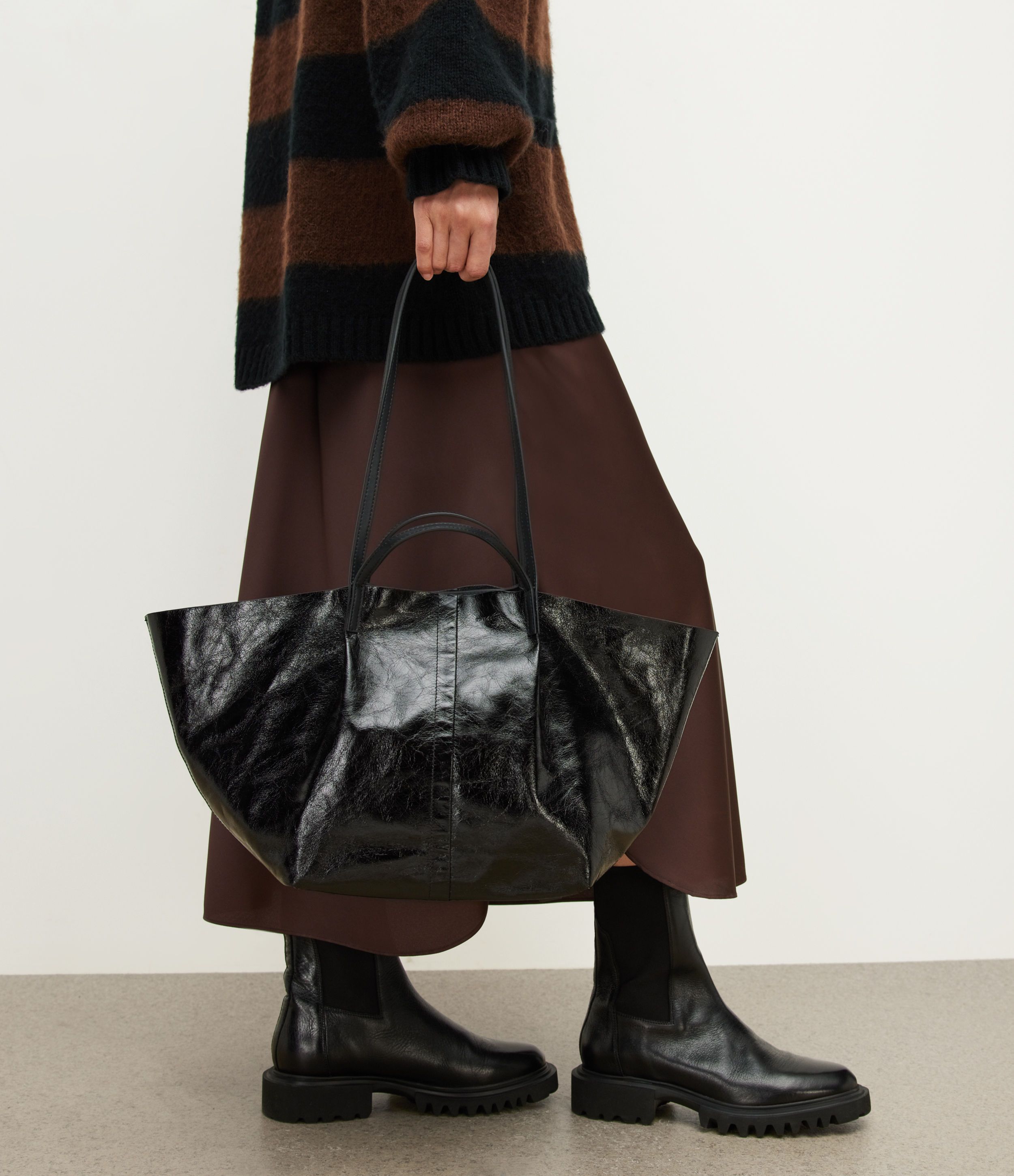 Odette Leather East West Tote Bag | AllSaints US