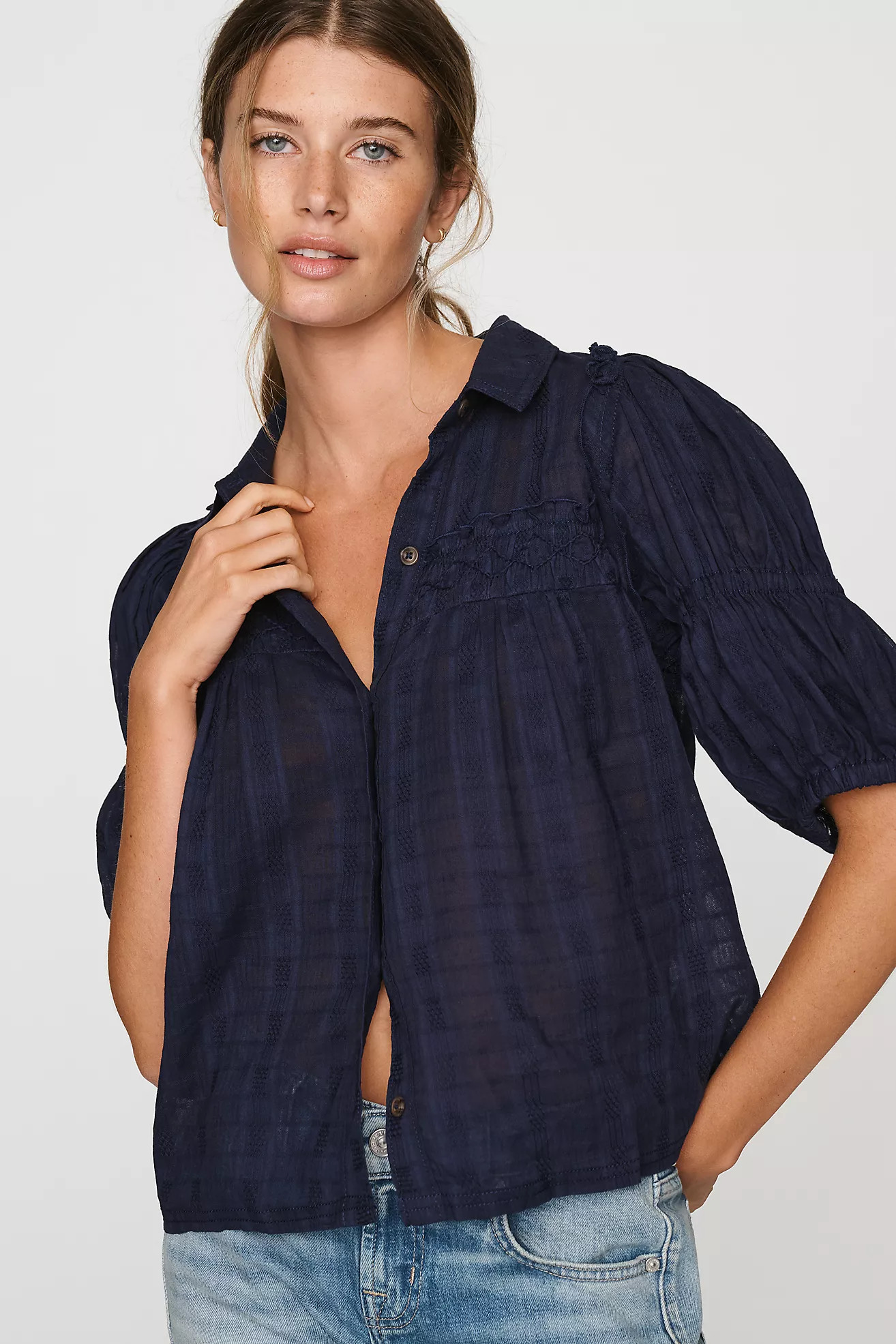 Everlyn Puff-Sleeve Swing Blouse by Pilcro | Anthropologie (US)