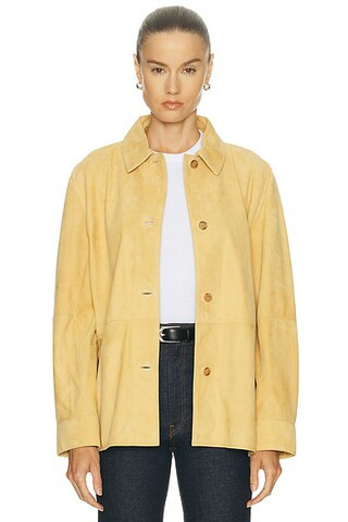 Jenni Kayne Suede Lennox Jacket in Honey - Yellow. Size L (also in ). | FWRD 
