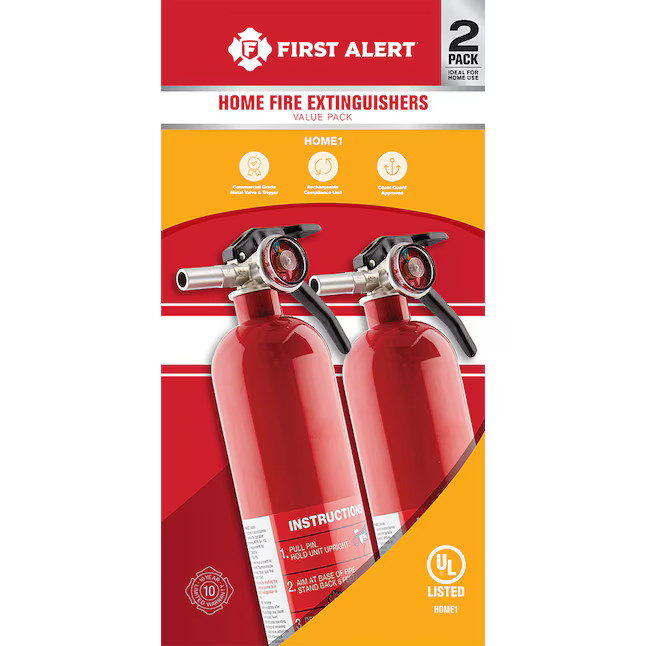First Alert Home 1-A:10-B:C Residential Rechargeable Fire extinguisher 2 -Pack | Lowe's